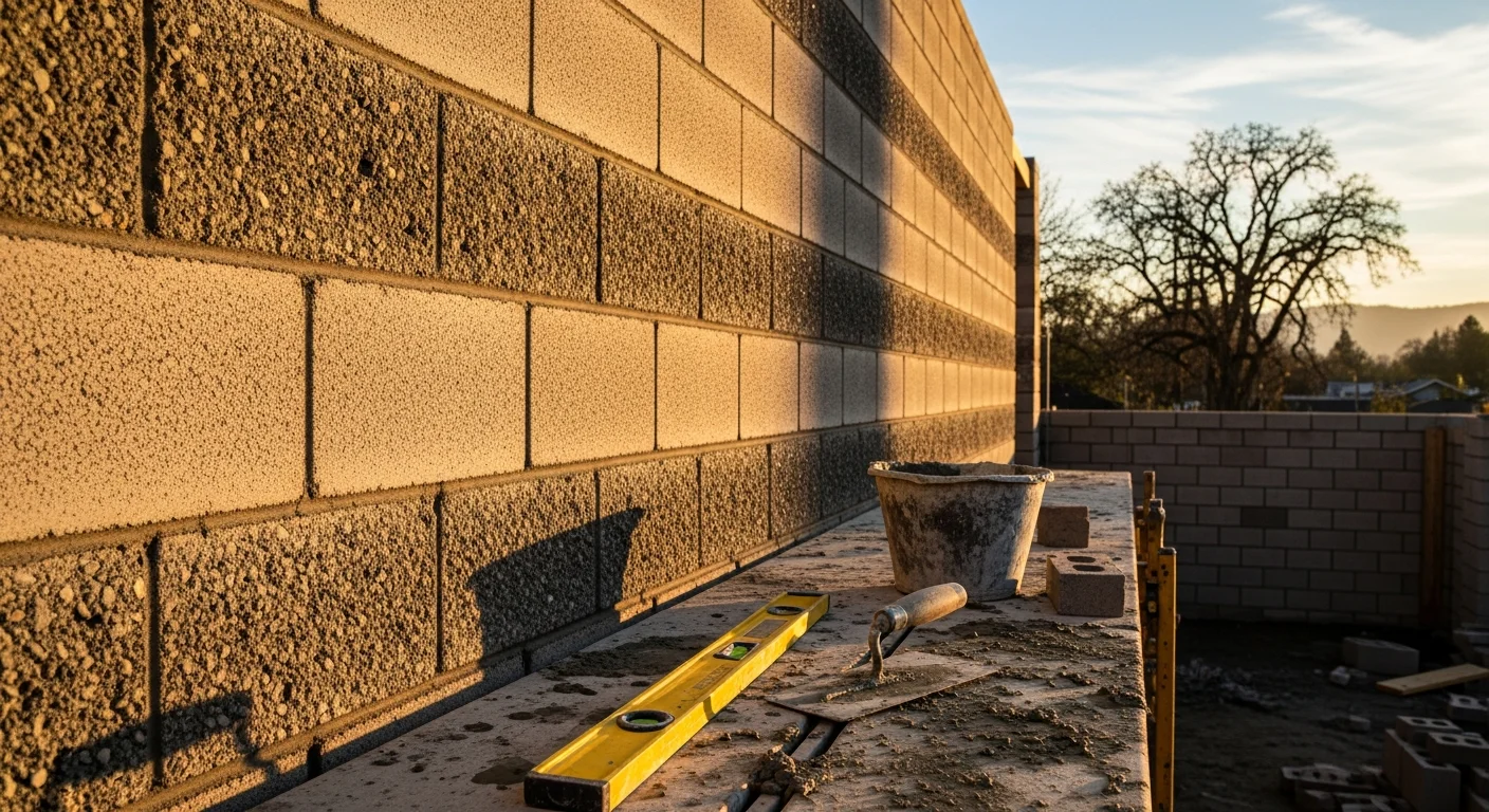 Brick wall construction by professional mason